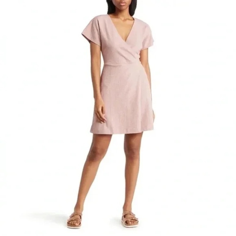 Madewell Cross Front Flutter Sleeve Mini Dress Mauve Women’s Size Medium